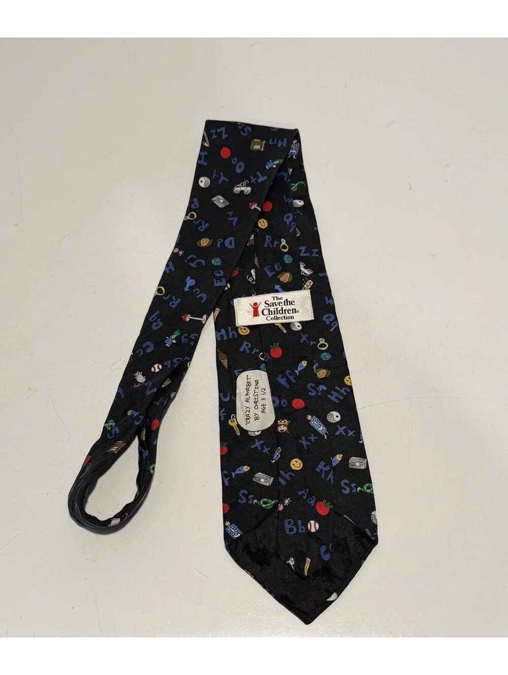 Mens The Save The Children Collection Tie Crazy Alphabet 100%Silk